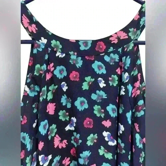 Betsey Johnson Trapeze Floral Print Flowy Midi Dress Sleeveless Swing Halter - Picture 2 of 9